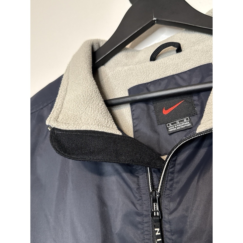 Vintage Nike Fleece Lined Jacket Navy Swoosh Full Zip Mens XL - Picture 11 of 15